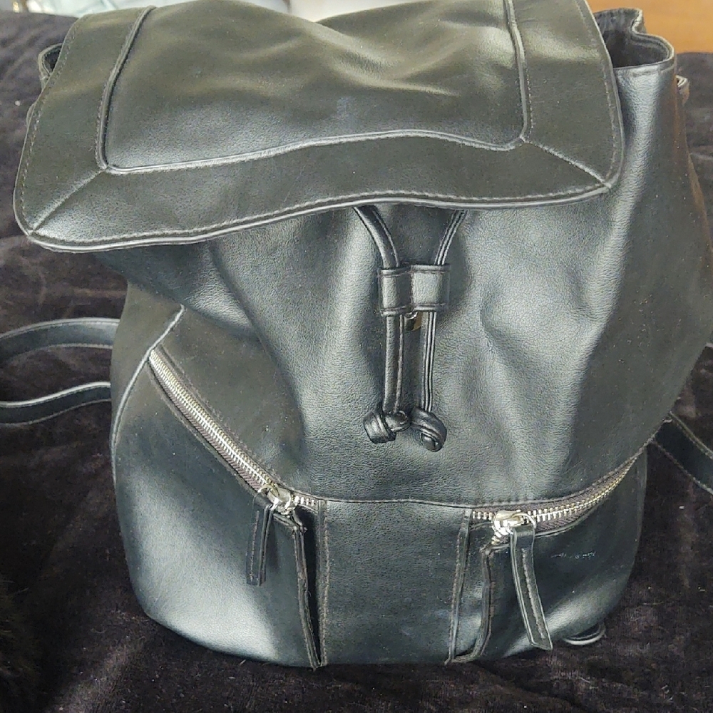MUDD Black Leather Backpack